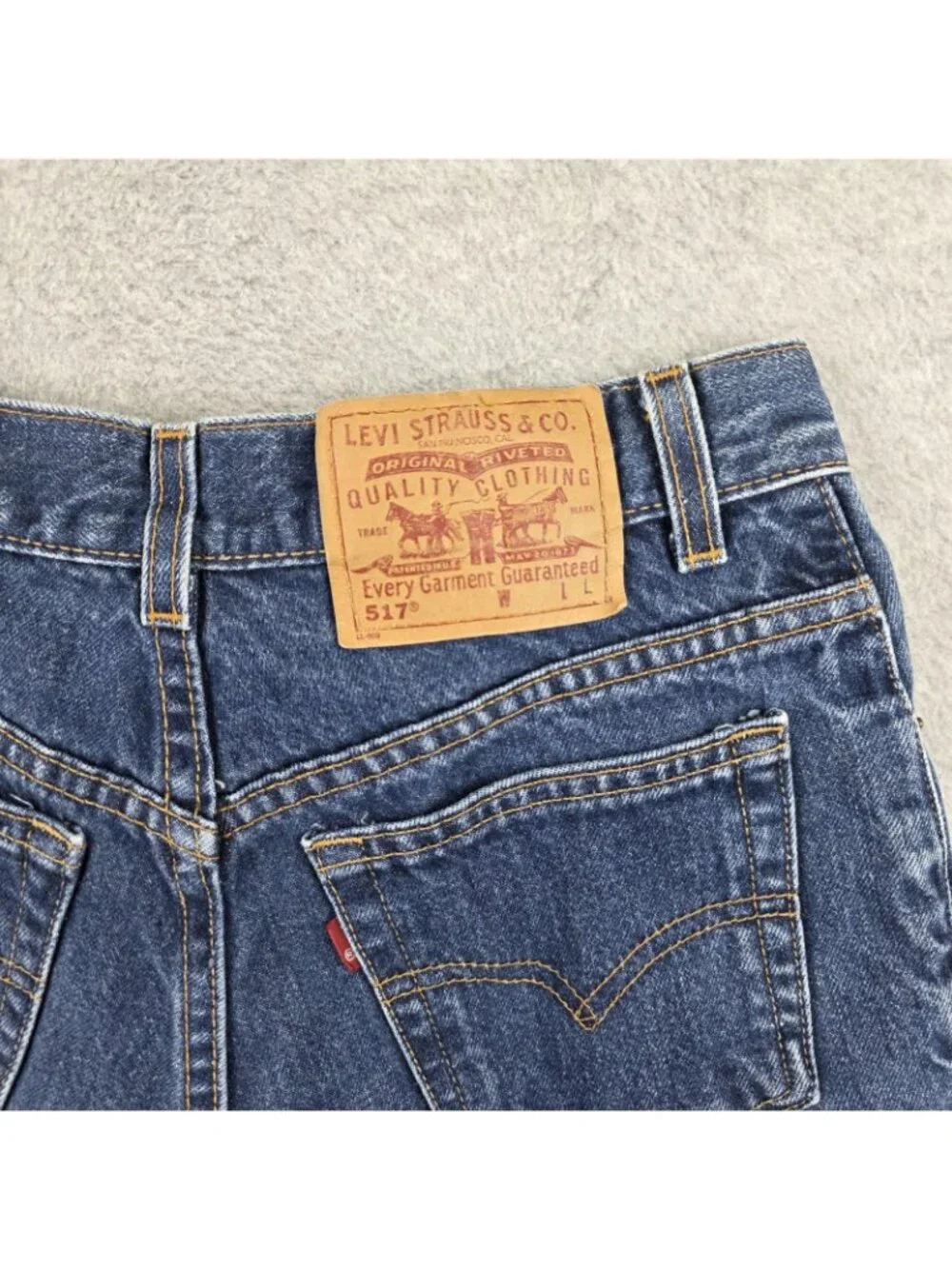 Vintage Levis 517 Cut Off Shorts Girls 5 Blue Slim Boot Distressed Frayed Denim